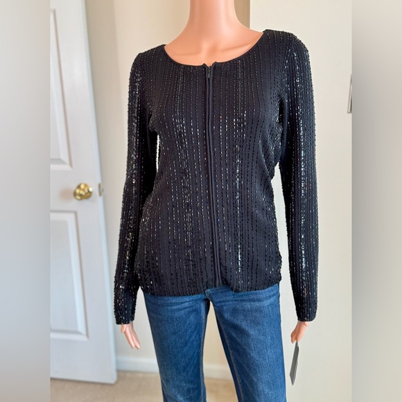 Dana Buchman NWT Silk Fully Beaded Sequined Cardigan Glam MSRP $385 Size Small - Picture 4 of 12